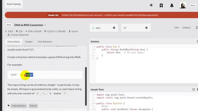 DNA to RNA Conversion codewars java solution смотреть онлайн