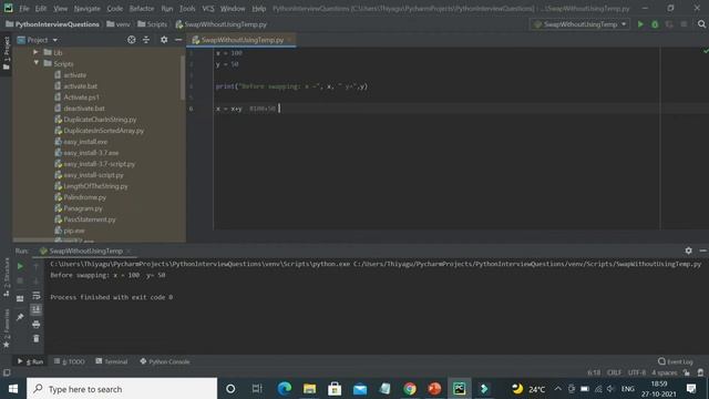 Swapping Two numbers without Temp variable | Frequently asked coding interview questions | Python смотреть онлайн