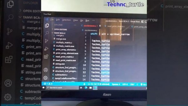 new sort trick(shift+alt+up/down_arrow). #codingby_techno_turtle #coding #technology #cprogramming