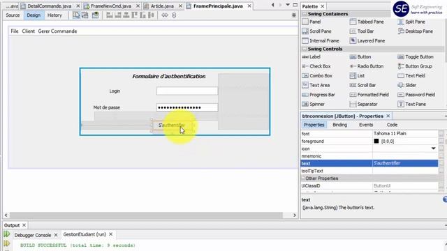 [PART7] DÉVELOPPER UNE APPLICATION DE GESTION DE COMMANDE EN JAVA (Formulaire d'authentification) смотреть онлайн