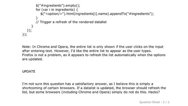 jQuery : How do you refresh an HTML5 datalist using JavaScript? смотреть онлайн