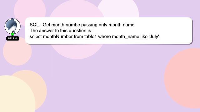 SQL : Get month numbe passing only month name смотреть онлайн