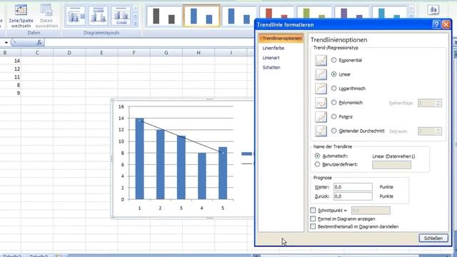Excel 2007 - Trendlinien einfügen und formatieren смотреть онлайн