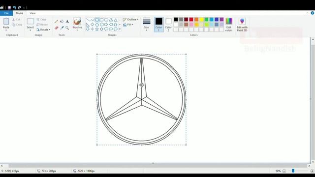 How To Draw Mercedes Benz Logo | Mercedes-Benz Logo Drawing | Ms Paint Logo.