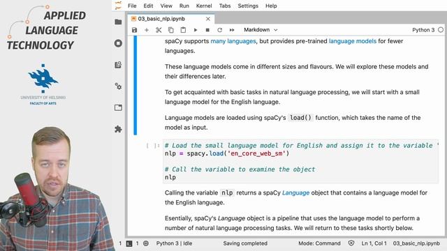 Loading a language model into spaCy смотреть онлайн