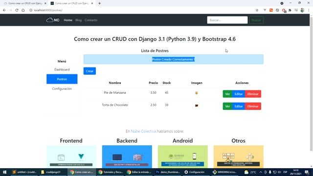 Demo: Como crear un CRUD con Django 3.1 (Python 3.9) y Bootstrap 4.6 смотреть онлайн