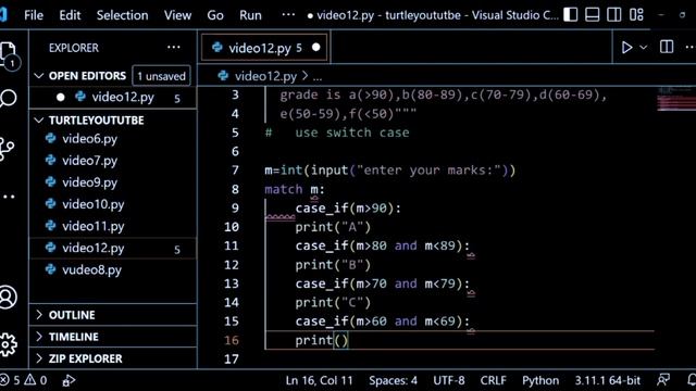 Write a python program to read the marks and assign a grade to a Student.(switch case)#viral смотреть онлайн