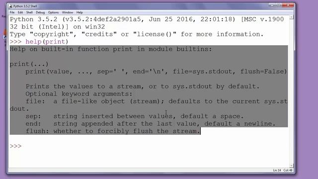 How to use help in Python's shell function - Example ( help() in Python 3) смотреть онлайн