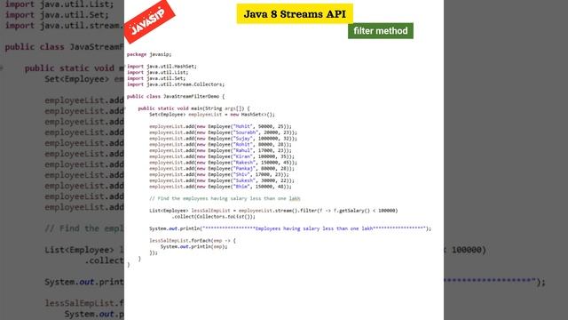 Java 8 | Stream API | Filter Method @javasip смотреть онлайн
