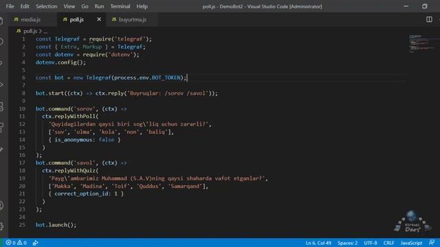 Nodejsda telegram bot yozamiz (davomi) смотреть онлайн