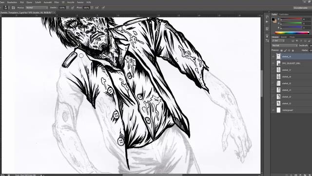 Zeichenblick - Digital Inking - Zombie Sketch #1 смотреть онлайн