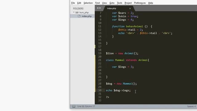 Kurs PHP - 34 - inheritance i Construct w klasach. смотреть онлайн