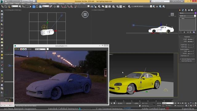 IBL (HDR) Ночное освещение 3d объектов в 3ds max и V-ray. смотреть онлайн