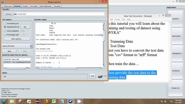 Testing and Training of Data Set Using Weka смотреть онлайн