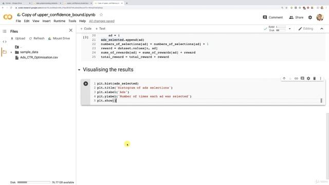 Upper Confidence Bound in Python Step 7 lecture #87 смотреть онлайн