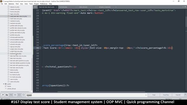 #167 Display test score | Student management system in PHP | OOP MVC | Quick programming tutorial смотреть онлайн