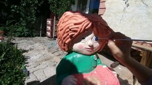 реставрация гипсовой садовой фигурки.
