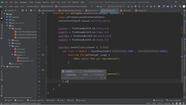 44) كورس برمجة تطبيقات الأندرويد بالكوتلن - Count Down Timer App -2 - counting смотреть онлайн