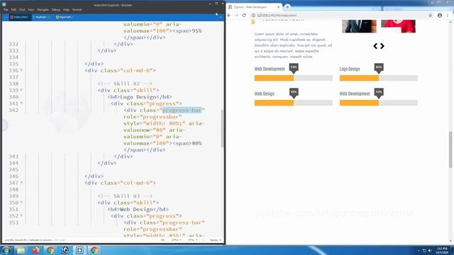 #42 How to Build Website using Html, CSS, JS, jQuery, Bootstrap - Progress Bars jQuery Animation смотреть онлайн