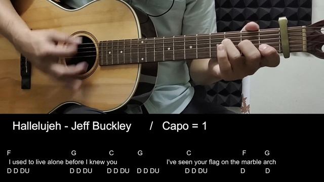 Hallelujah - Jeff Buckley Guitar cover Tutorial with Chords/ Lyrics смотреть онлайн