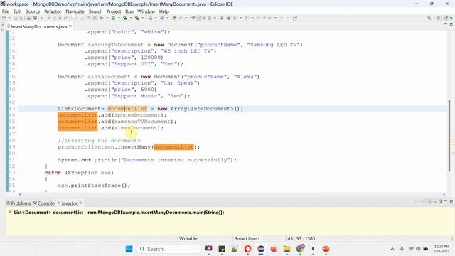How to Insert Multiple Documents into the Collection Using Java? | MongoDB with Java смотреть онлайн