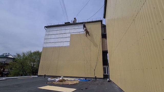 Обзор выполняемых работ Утепление торцевой стены под Проф Лист