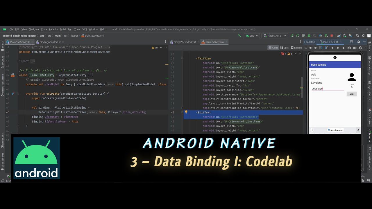 Android Native 3 – DataBinding I: Сodelab смотреть онлайн