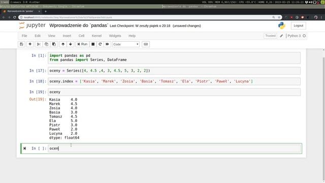 (Semantyka eksperymentalna - moduł programistyczny) 19. Wprowdzenie do pandas. Klasa Sieries смотреть онлайн