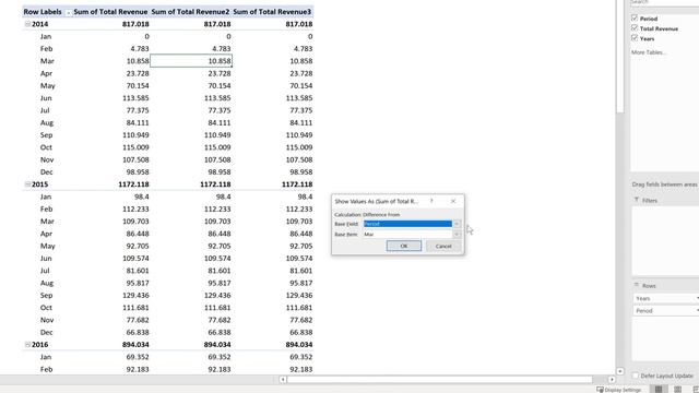 Calculate Value Difference From Previous Period and Previous Year in a Pivot Table in Excel смотреть онлайн