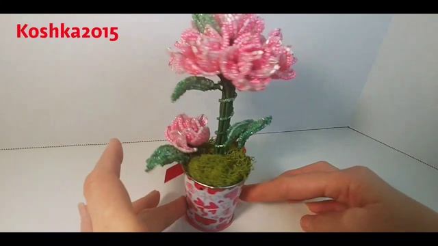 Топиарий из бисерных роз Анонс от Koshka2015 - цветы из бисера, бисероплетение Beaded flowers DIY смотреть онлайн