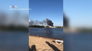 Пожар в Волжском с острова Зелёный