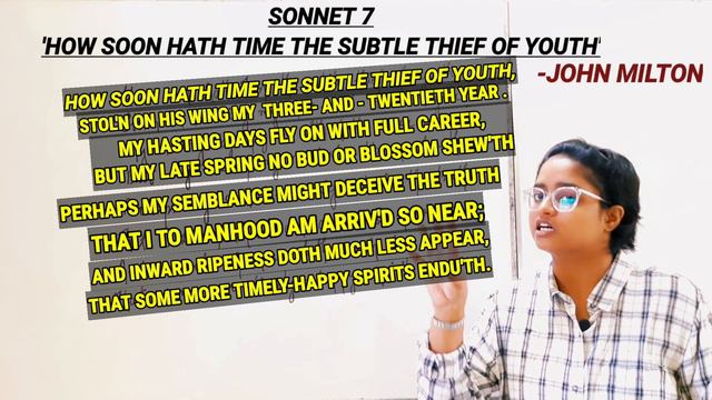 Sonnet 7 By John Milton | How Soon Hath Time, The Subtle Thief Of Youth | Literary Devices |in Hind