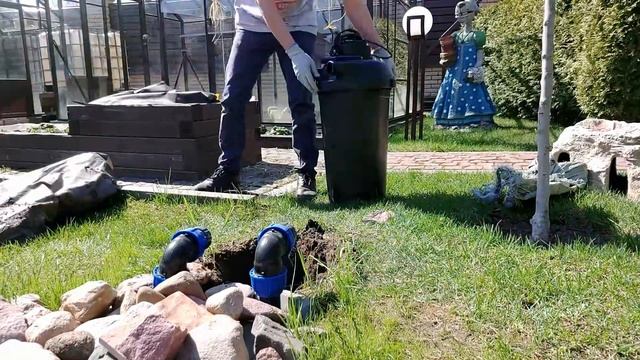 Пруд на даче с премиум карпами кои, сборка фильтра для пруда смотреть онлайн