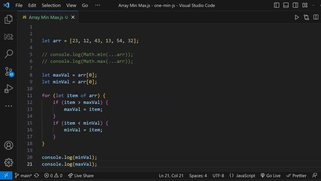 Array Min Max | How to find mix & max | Javascript | One Minute Javascript | 1 Min JS | Quick JS смотреть онлайн