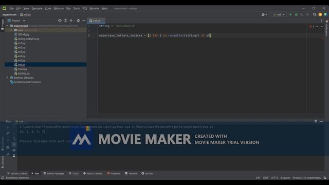 Find Uppercase letters indices with list comprehension смотреть онлайн