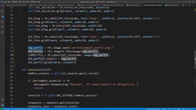 Python Curso V2: 753 6/6 Aplicación Tkinter Consulta de Datos de un Usuario en la Plataforma GitHub смотреть онлайн