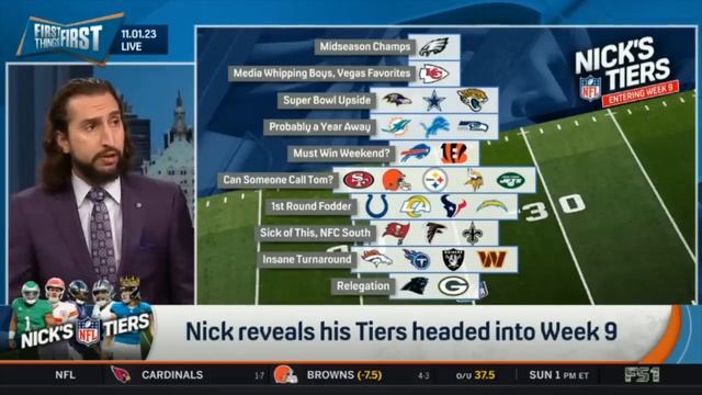 FIRST THING FIRST | "Eagles credit is NICE!" - Greg tells Nick Wright on Tiers headed into Week 9 смотреть онлайн