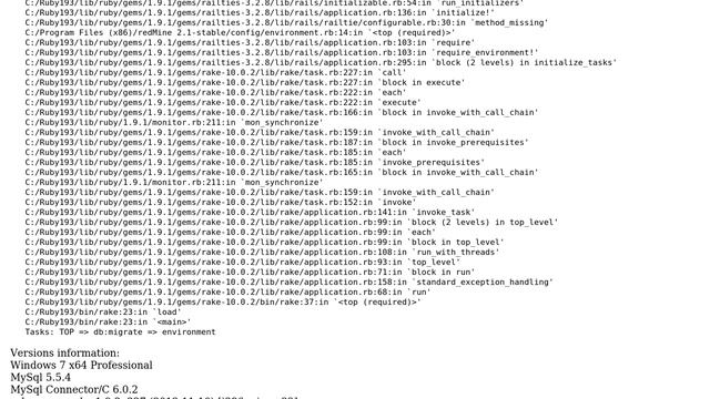 Redmine installation - Ruby MySQL connector issue смотреть онлайн