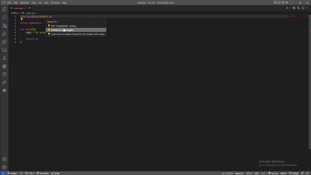 bits/stdc++.h error in VS Code смотреть онлайн