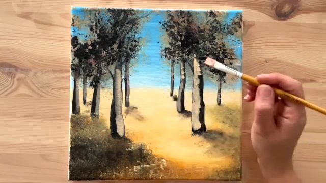 How to Paint an Autumn Forest | Acrylic Painting for Beginners Step by Step | Herbstwald Malen Acry смотреть онлайн