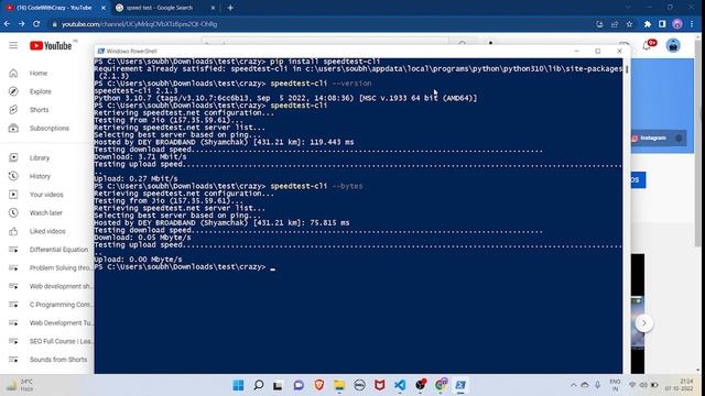 Don't search speed test in google Do this⚠️ | Python смотреть онлайн