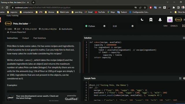 Codewars, Kata 5, Python, Pete the Baker смотреть онлайн