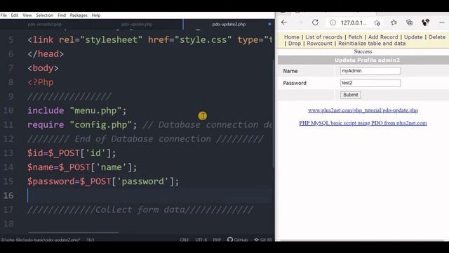 PHP PDO update query using parameters with user inputs and counting number rows updated. смотреть онлайн