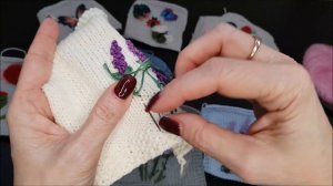 Вышивка на вязаном изделии  Лаванда