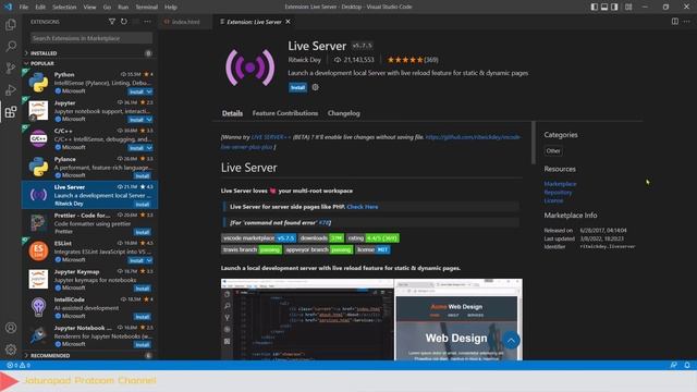 VS Code | การติดตั้ง Live Server ส่วนขยายอัพเดทหน้าเว็บให้อัตโนมัติ สำหรับ VS Code смотреть онлайн