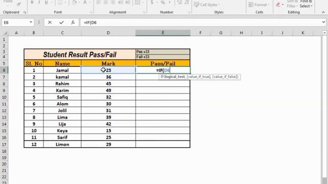 How to use if formula for Pass and Fail in excel ll রেজাল্ট শিট তৈরি করুন খুব সহজেই смотреть онлайн