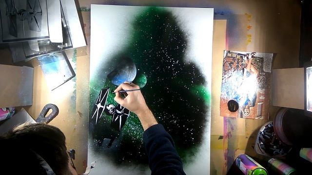 STAR WARS spray paint art with Darth Vader - diy - space ship laser - homenko смотреть онлайн