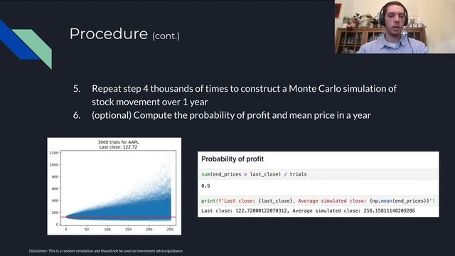 Simulating Stock Prices With Monte Carlo Methods - Trevor Santiago смотреть онлайн