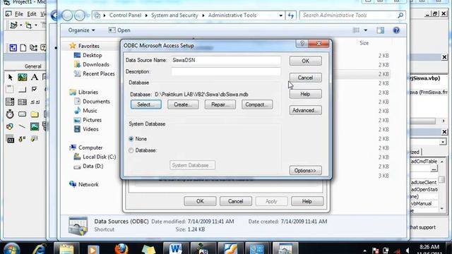 Koneksi Database Access VB dengan ODBC.wmv смотреть онлайн