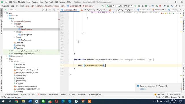 6. Flag Quiz Game | Handling click events on Options | Kotlin Tutorials | смотреть онлайн